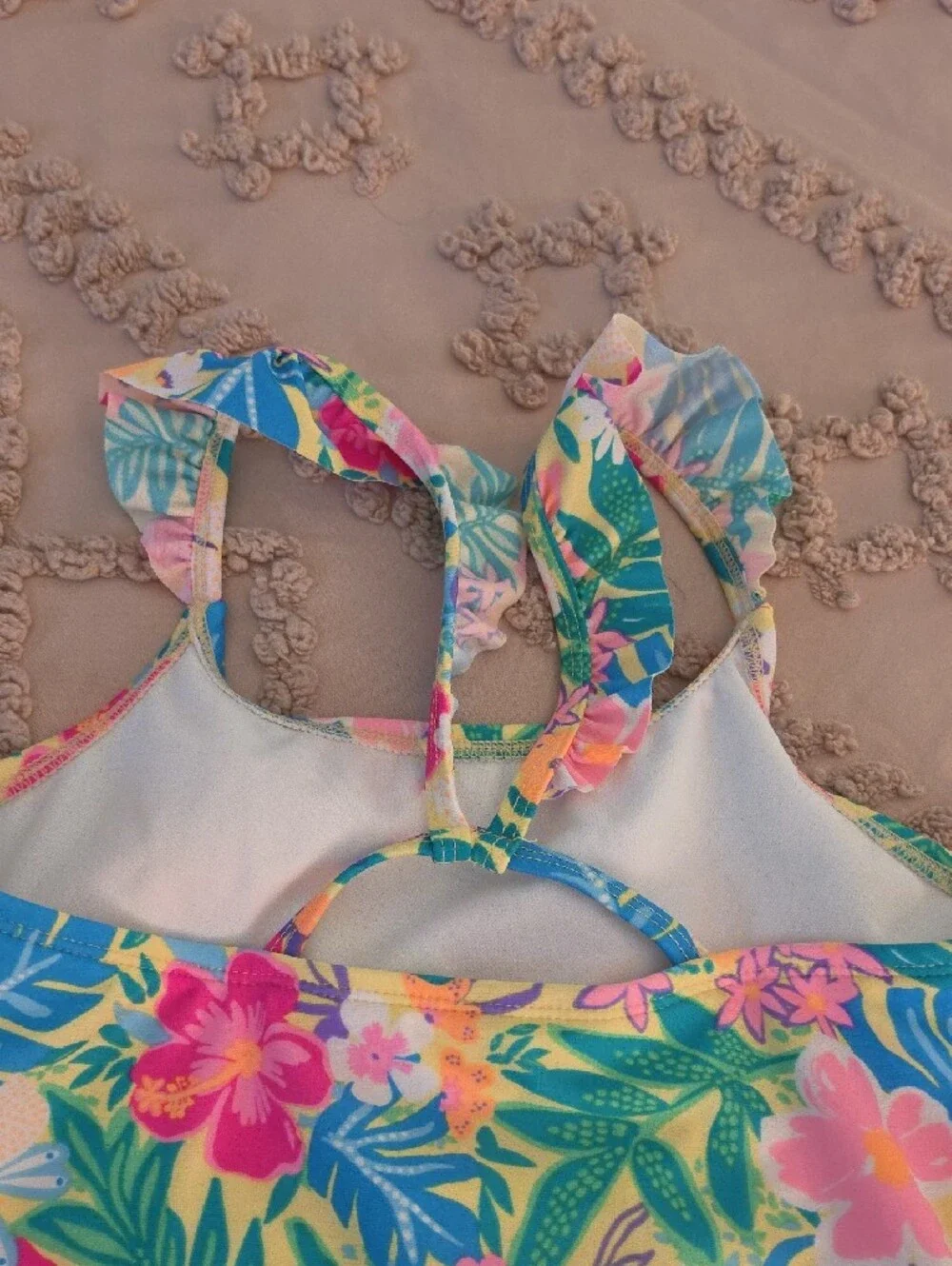 Tropical Floral One-Piece Girls' Swimsuit - Bright Multi
